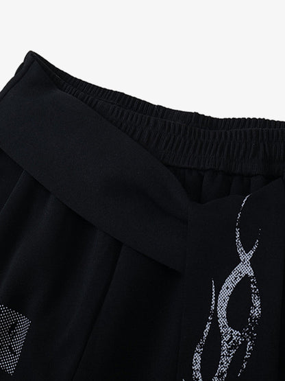 Thesupermade Dark Street Letter Flame Casual Sweatpants 