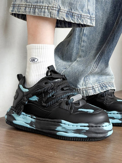 Trendy High-Top Sneakers with Unique Splash Design for Casual Wear 