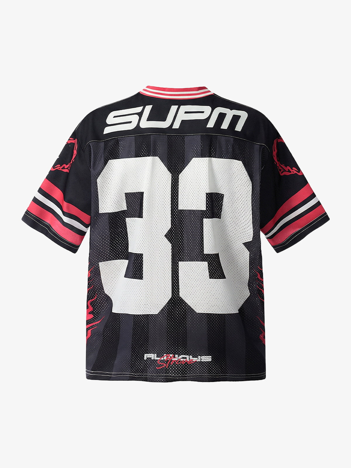 Polyester Mesh Sports Jersey with Bold Graphic Print and V-Neck Design for Streetwear Fashion 