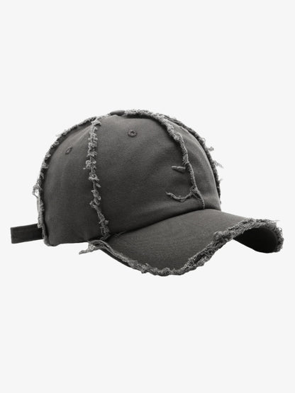 Cotton Baseball Cap with Frayed Edges - Vintage Distressed Dad Hat for Men and Women?