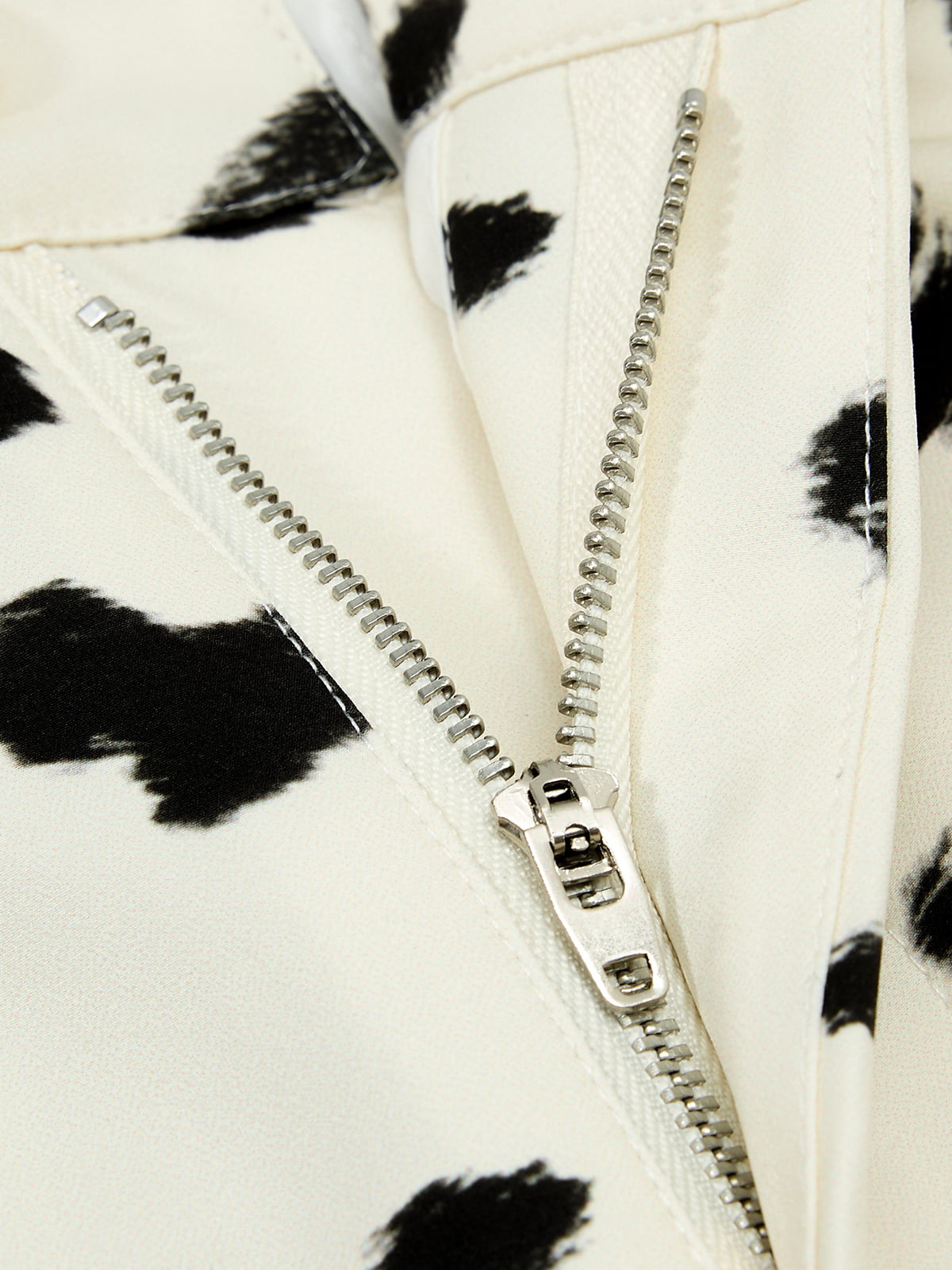 Cotton Blend Cow Print Wide Leg Trousers with Lace Trim?