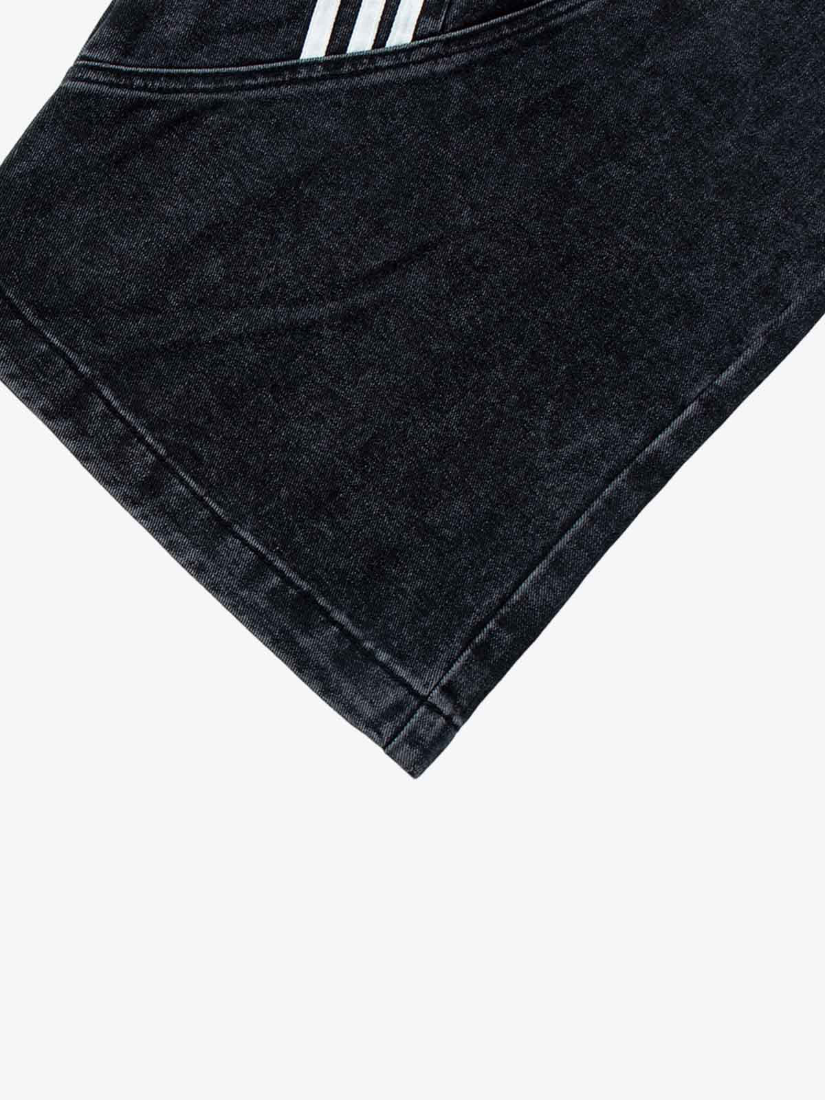 Denim Wide Leg Cropped Pants with White Stripe Design High Waist Fashion Trousers for Women 