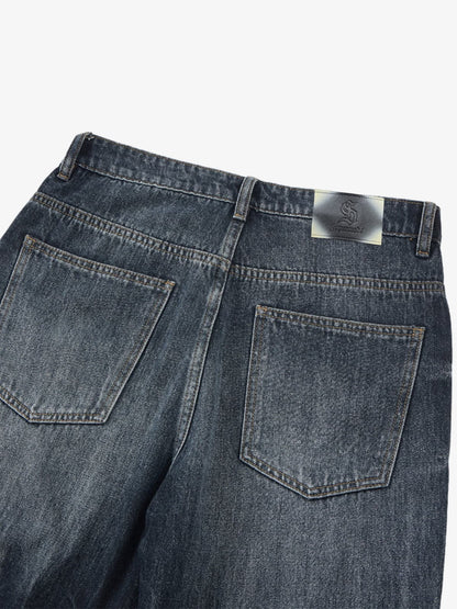 Wide-Leg Denim Jeans with Distressed Look for Women 