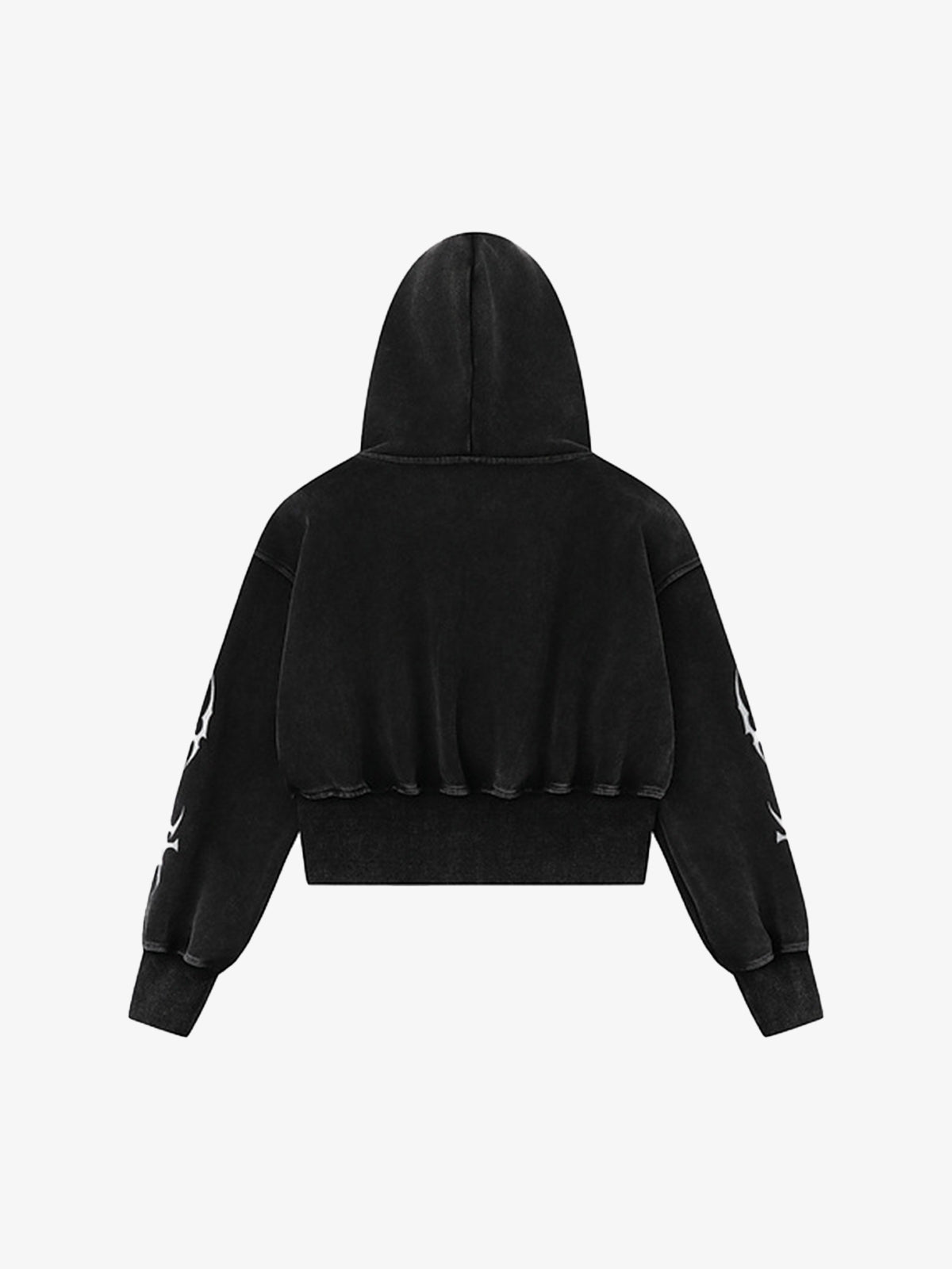 Dark Print Cardigan Cropped Hoodie