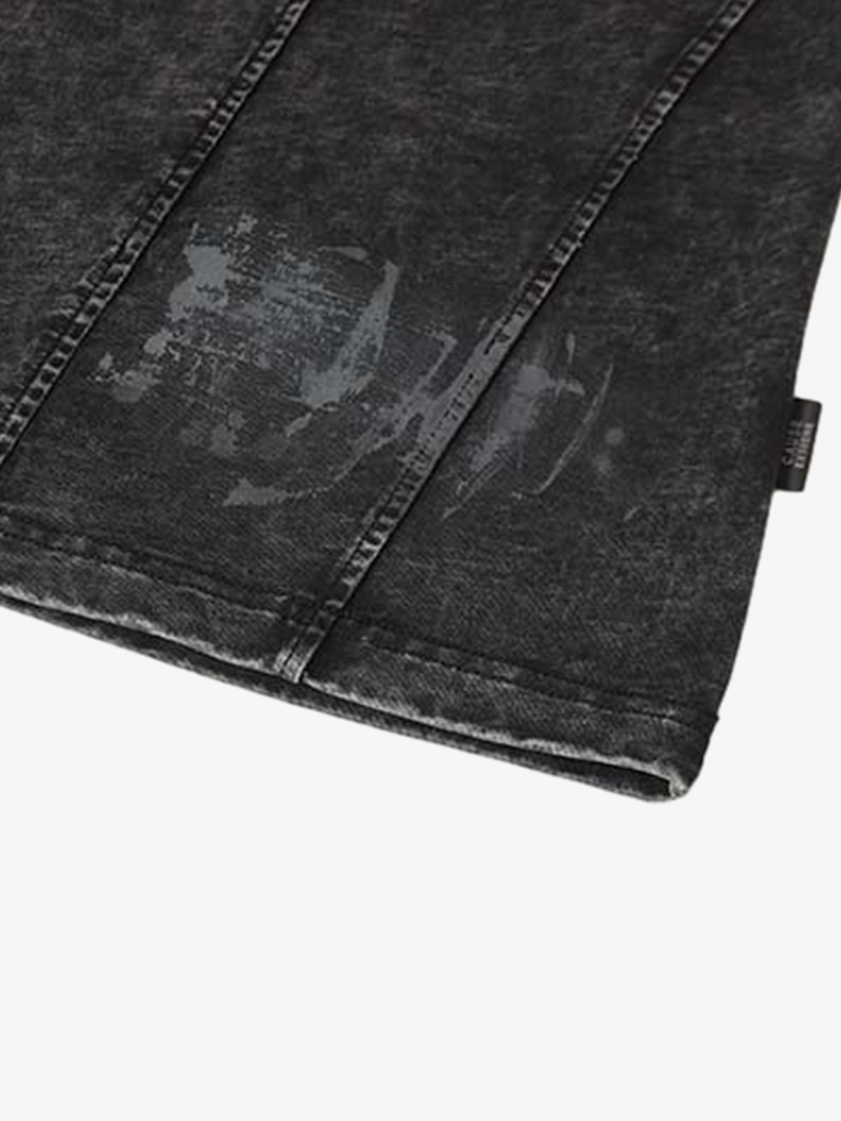 Denim Blend Oversized T-Shirt with Asymmetrical Hem and Patchwork Design?