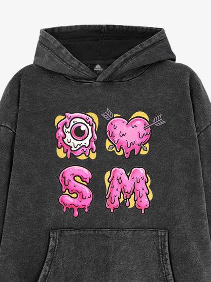Dripping Heart & Eye Graphic Hoodie for Trendy Looks 