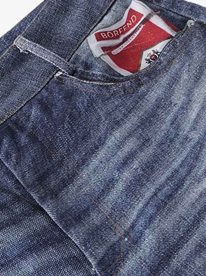 Denim Patchwork Wide Leg Jeans with Graphic Appliques and Distressed Details?