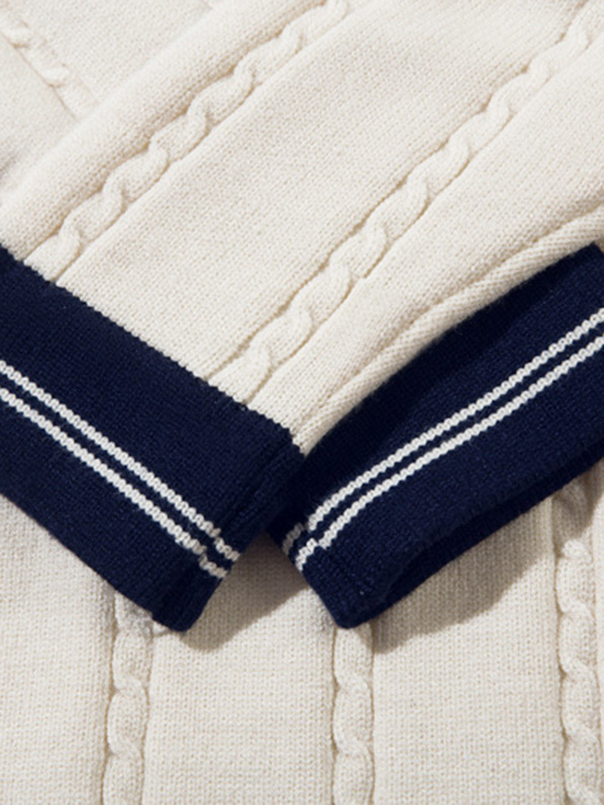 Retro College Polo Collar Knit Sweater 