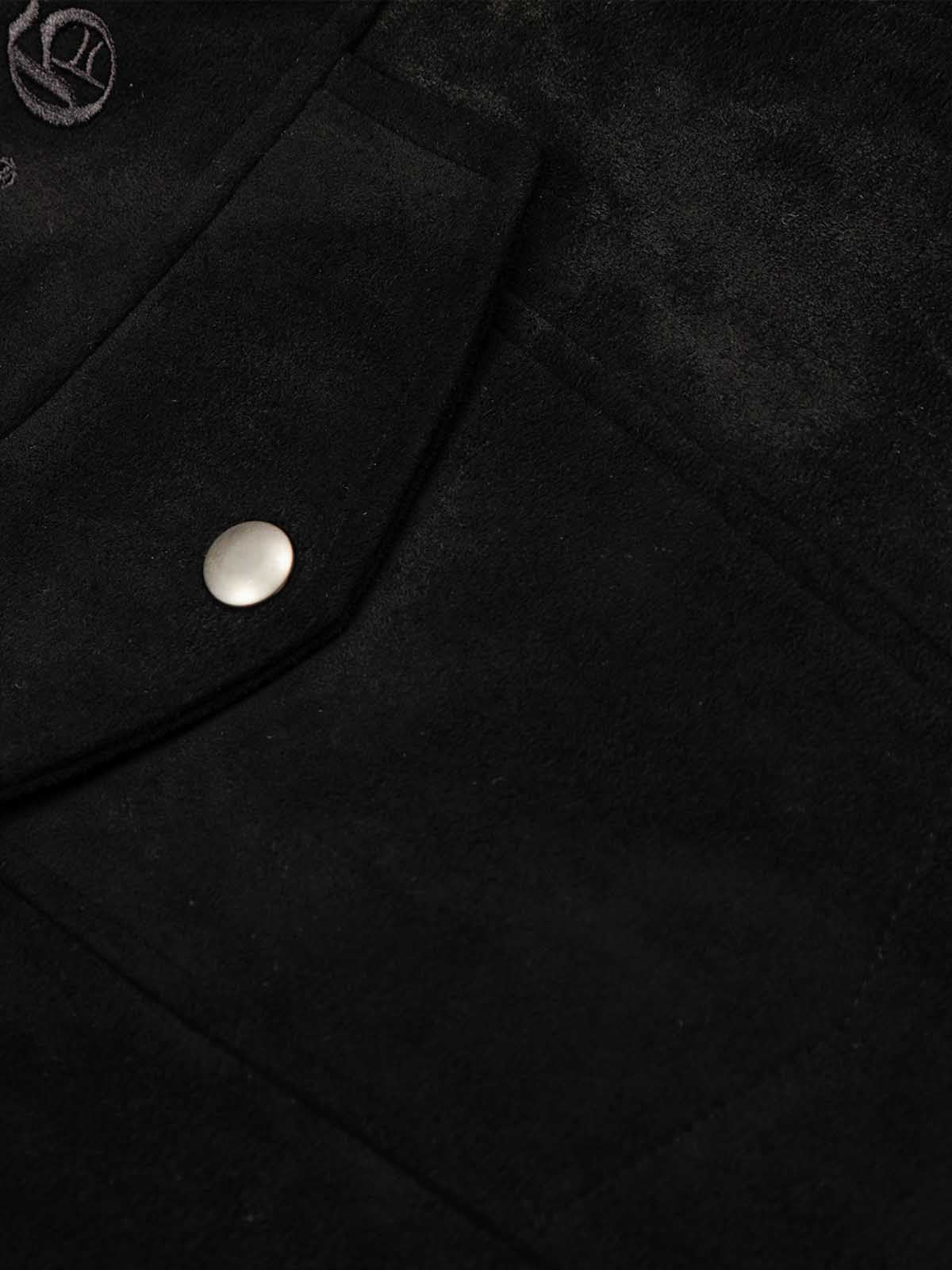 Retro Suede Asymmetric Buckle Design Down Jacket