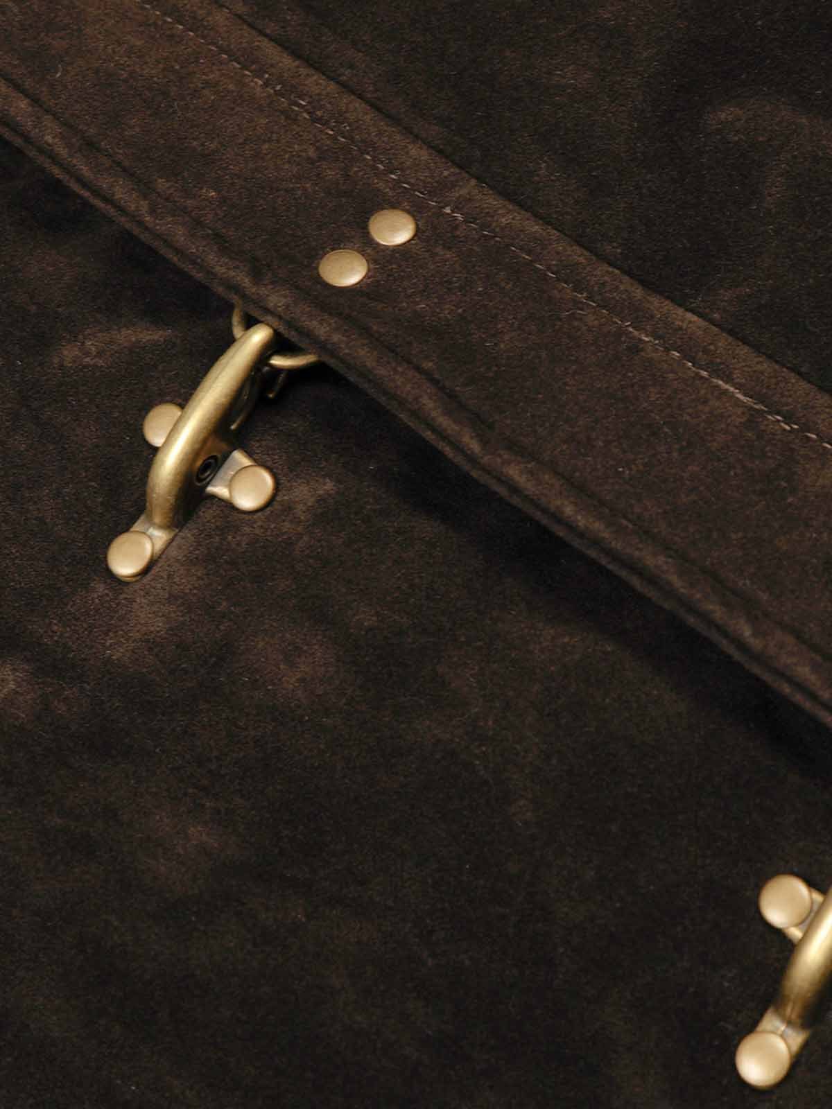 Vintage Suede Embroidered Toggle-Buckle Stand Collar Down Jacket