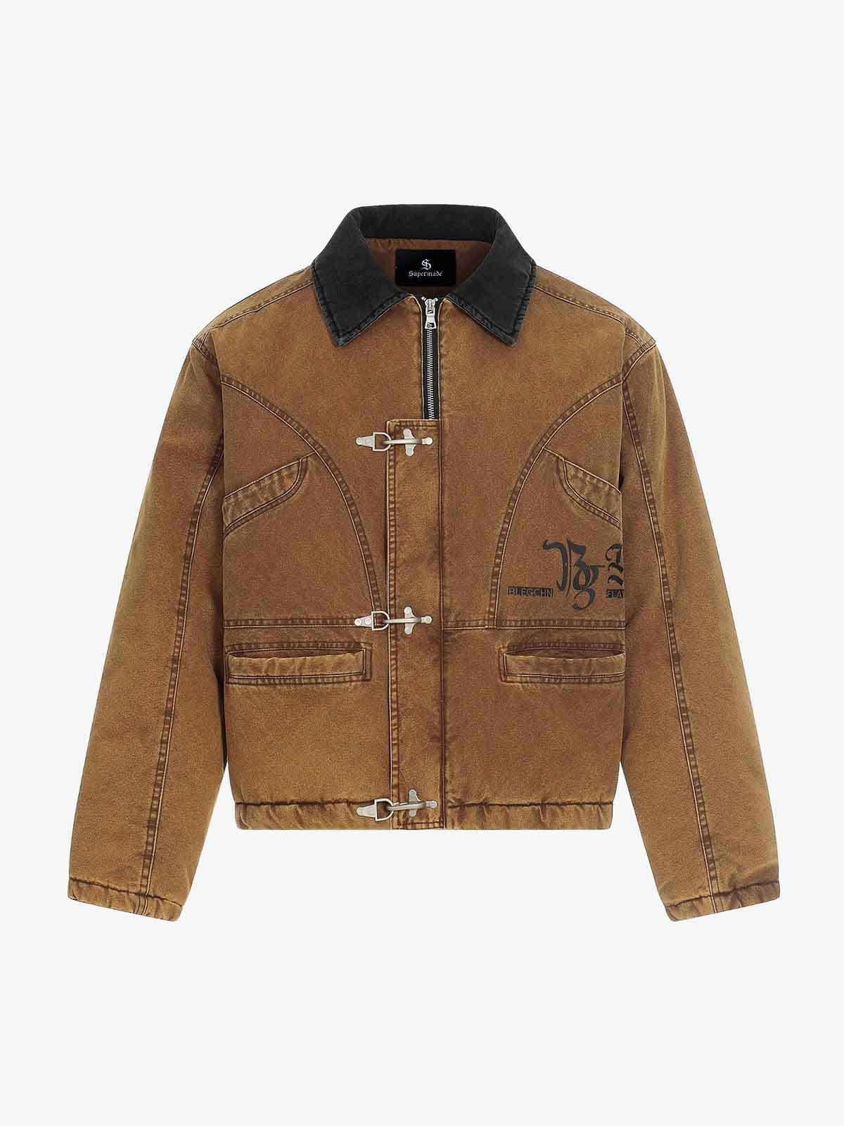 Fireman Clasp Washed Denim Knight Crest Jacket