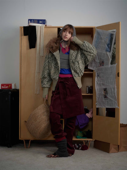 Winter-Ready Corduroy Jacket with Faux Fur Trim for Men 