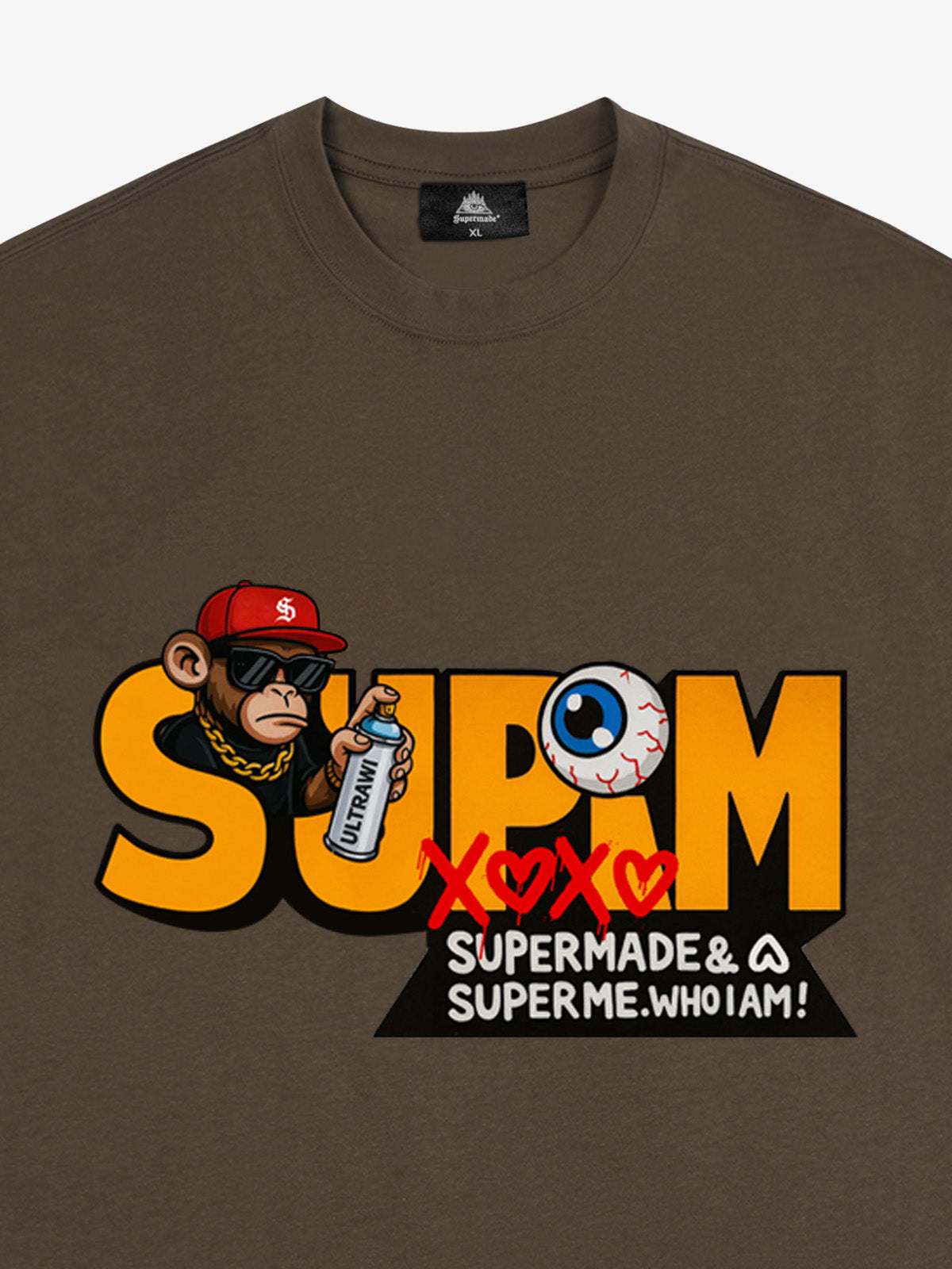 Supermade Trendy Hip-Hop Monkey Graffiti Font T-Shirt 