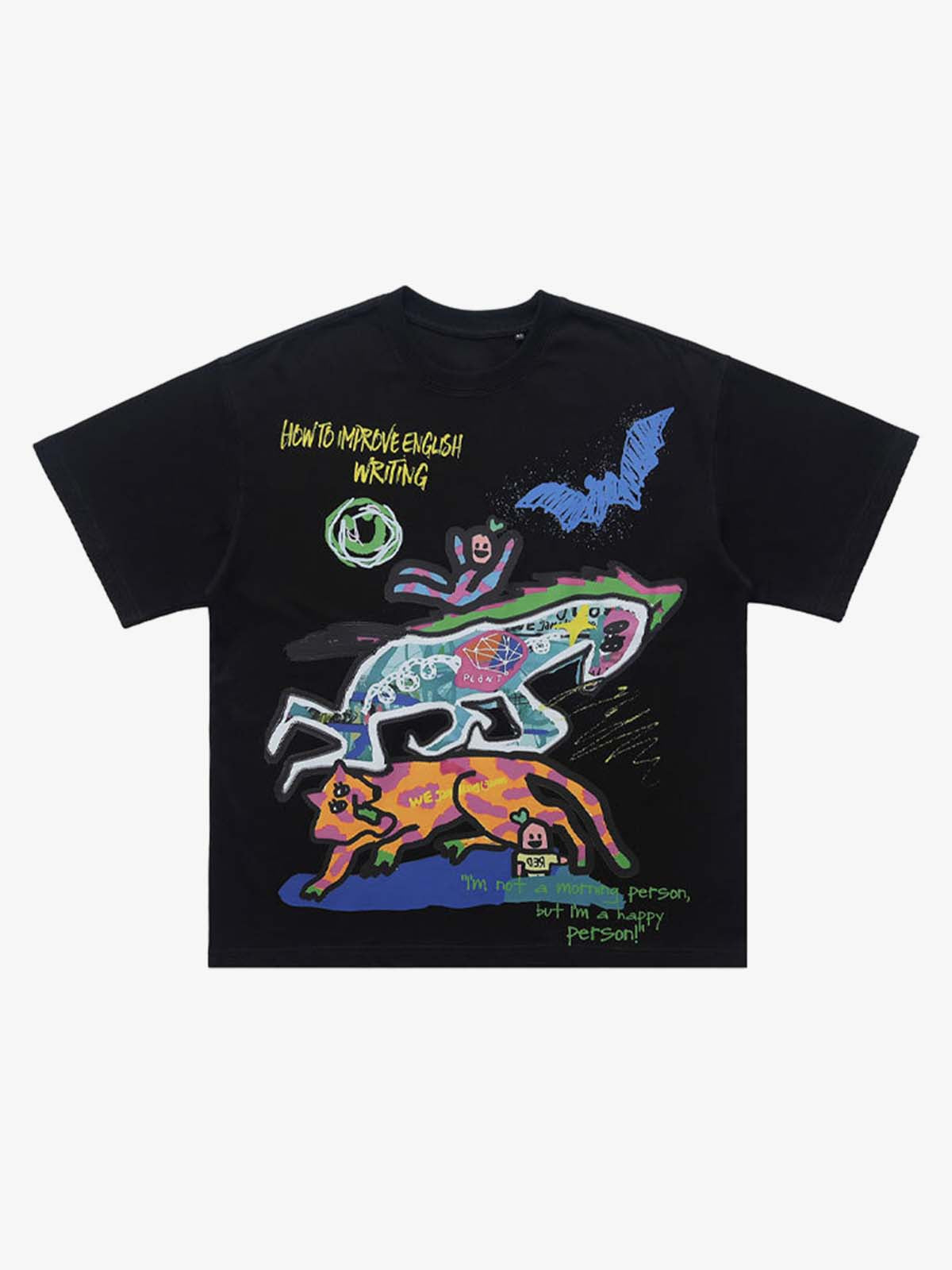 Cotton Graphic Print T-Shirt with Vibrant Street Art Design for Men?