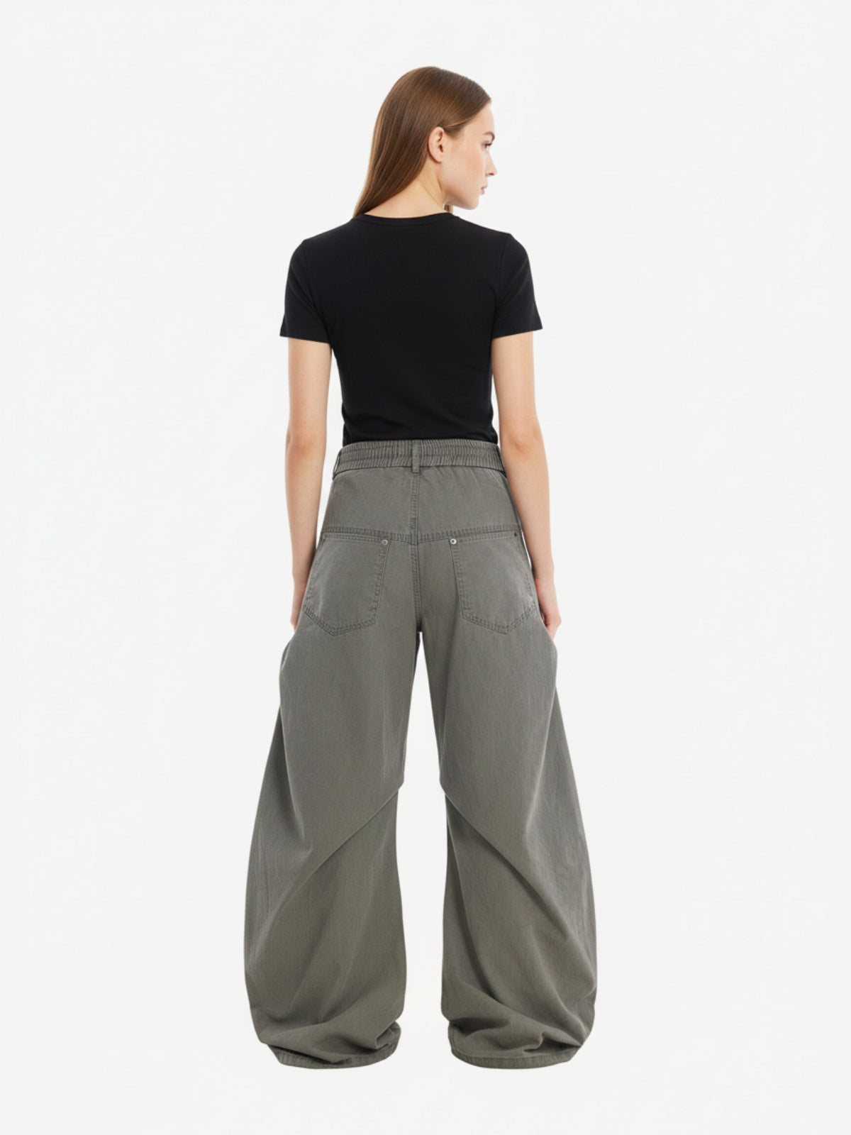 Vintage Distressed Pleated Barrel Pants