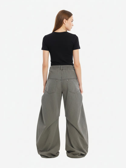 Vintage Distressed Pleated Barrel Pants