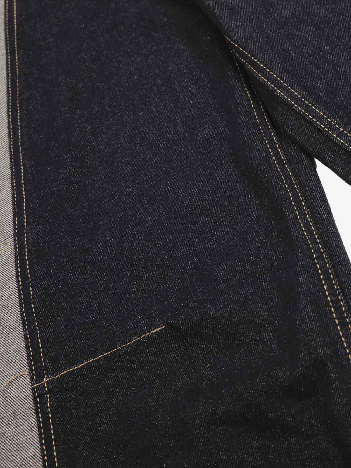 Denim Patchwork Wide Leg Pants with Leopard Star Charm and Side Pockets 