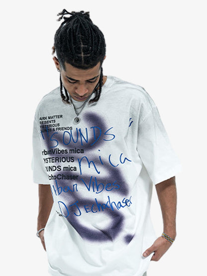 300G Cotton Spray-Marmot Distressed T-Shirt with Holes Urban Streetwear Graphic Tee?