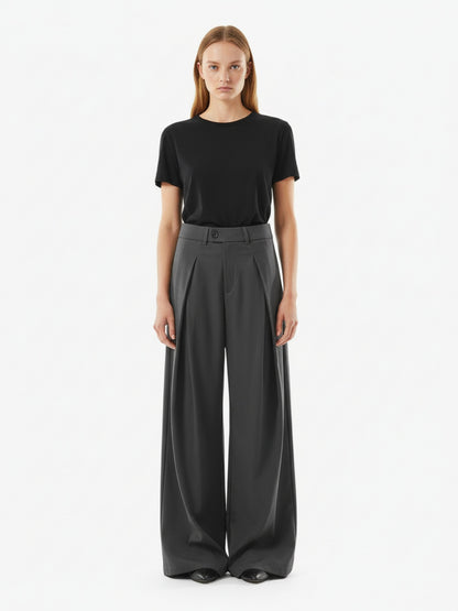 Pleated Drape Bootcut Suit Pants