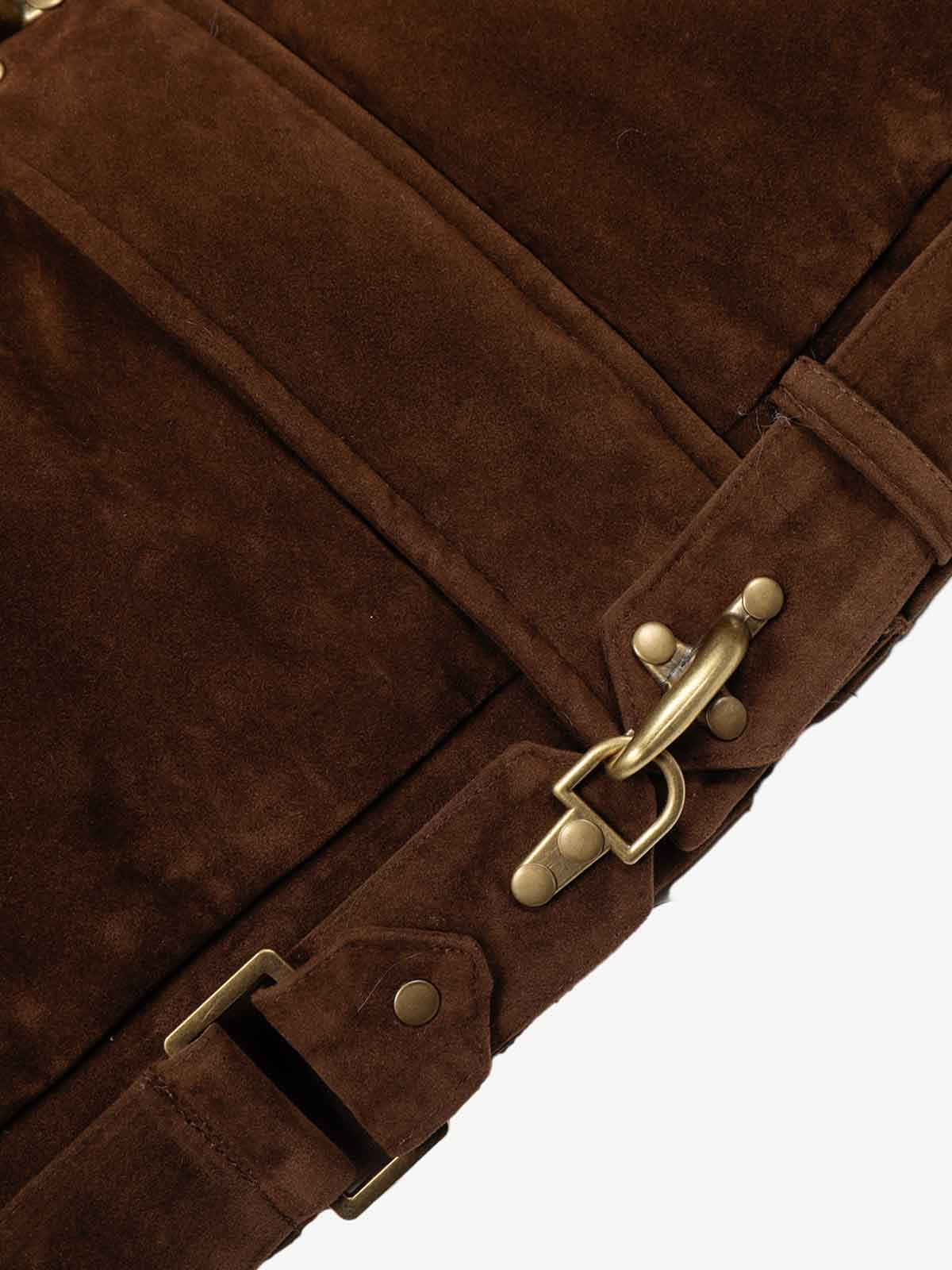 Fur Collar Suede Toggle Closure Padded Bomber Jacket