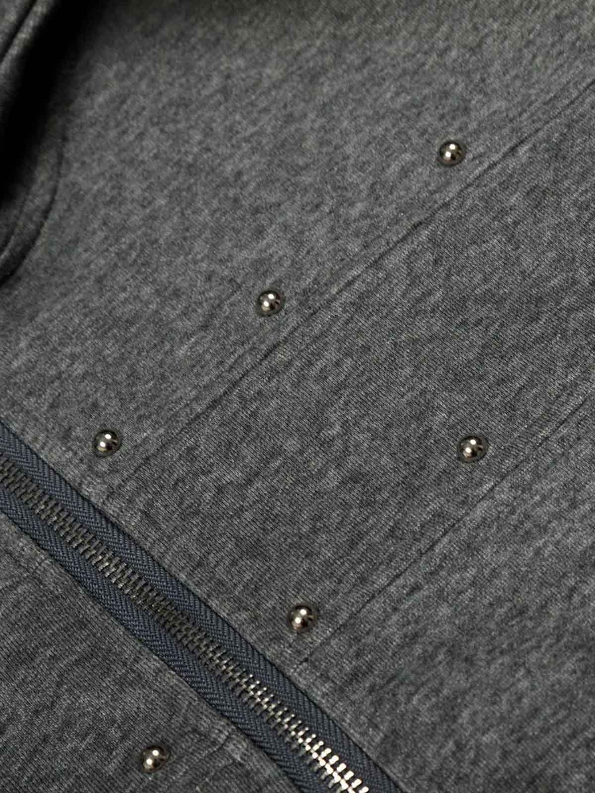 Cotton Blend Oversized Zip-Up Hoodie with Stud Detailing 