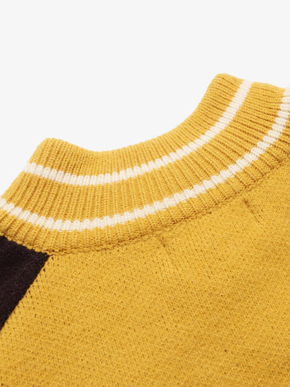 Stylish Contrast Panel Zip-Up Sweater for Casual Wear 