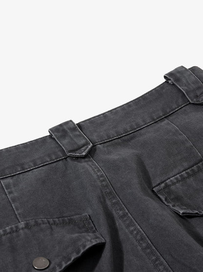 Cotton Blend Cargo Pants with Belted Straps and Multiple Pockets for Men and Women?