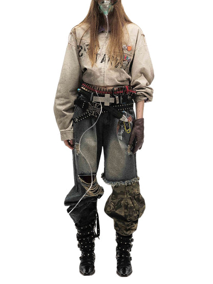 Retro Badge Dirty Dye Detroit Jacket 