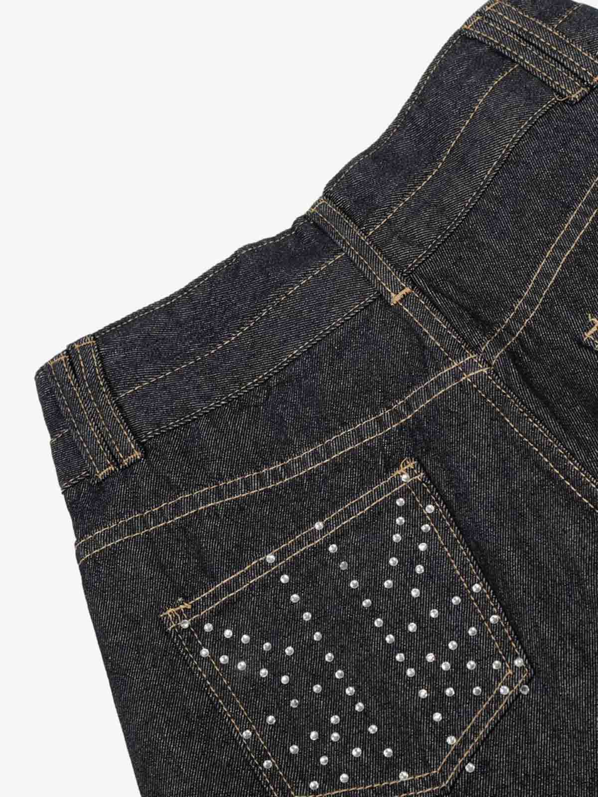 Denim Wide Leg Pants with Cross Stitch Detailing High Waist Casual Jeans for Women 