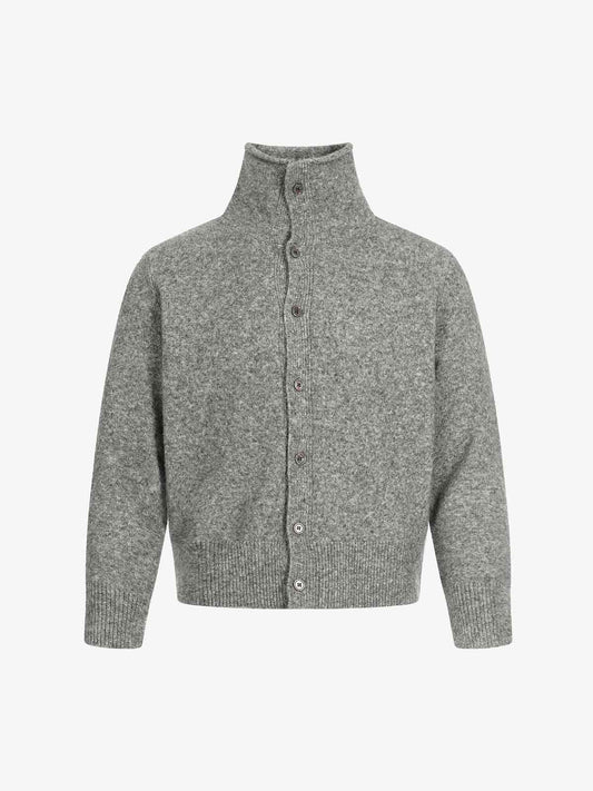 Retro High Neck Button-Down Knit Cardigan Sweater