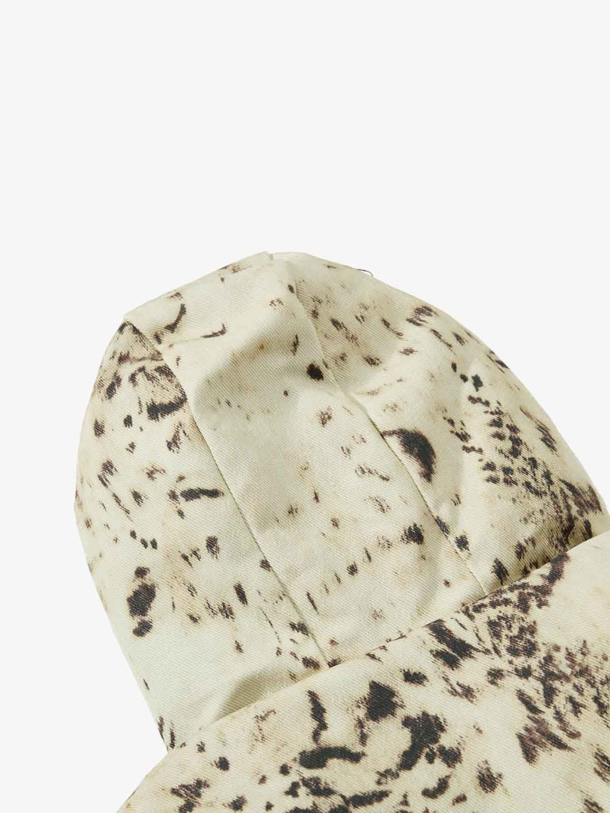 Splatter Print Faux Fur Collar Ruched Sleeve Zip-Up Jacket