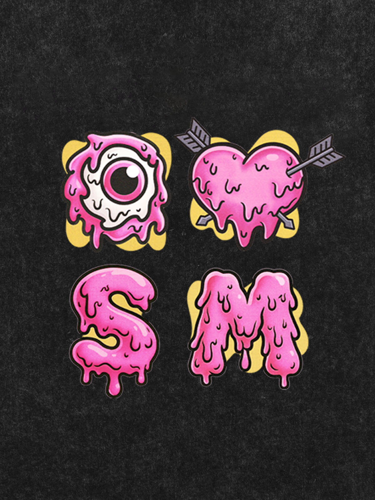 Thesupermade eyeball and love graffiti declaration T-shirt 