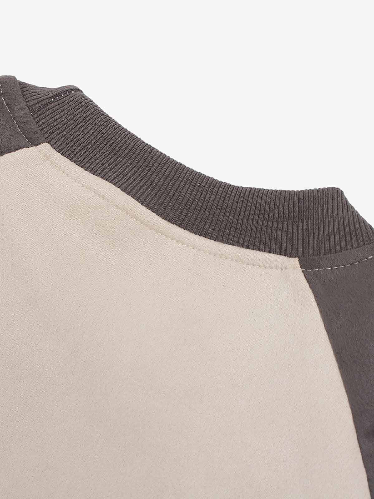 Suede-Touch Embroidered Sport Color-Block T-Shirt