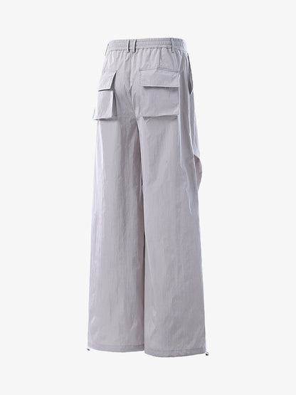 Vintage Drawstring Draped Embroidered Wide Leg Pants 