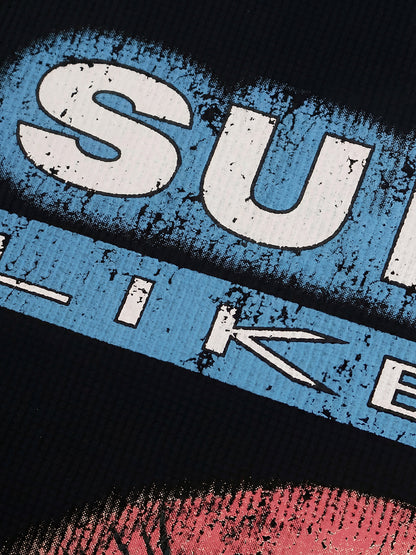 Cotton Waffle Knit Graphic T-Shirt with The Supermade Records Print for Men?