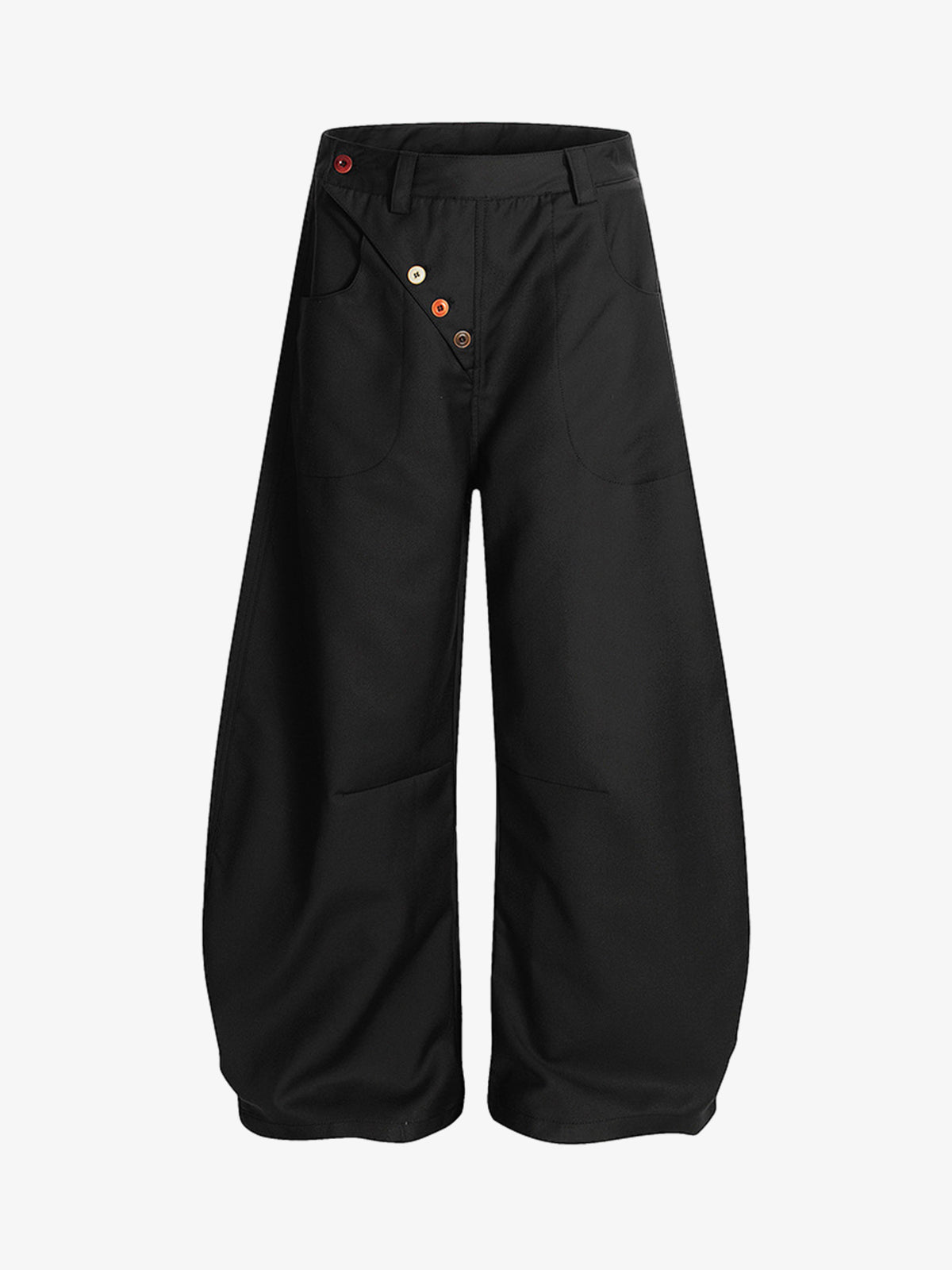 Adjustable Side Buttons Barrel Pants 