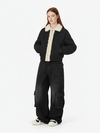 Washed Distressed Multi-Pocket Cargo Jeans