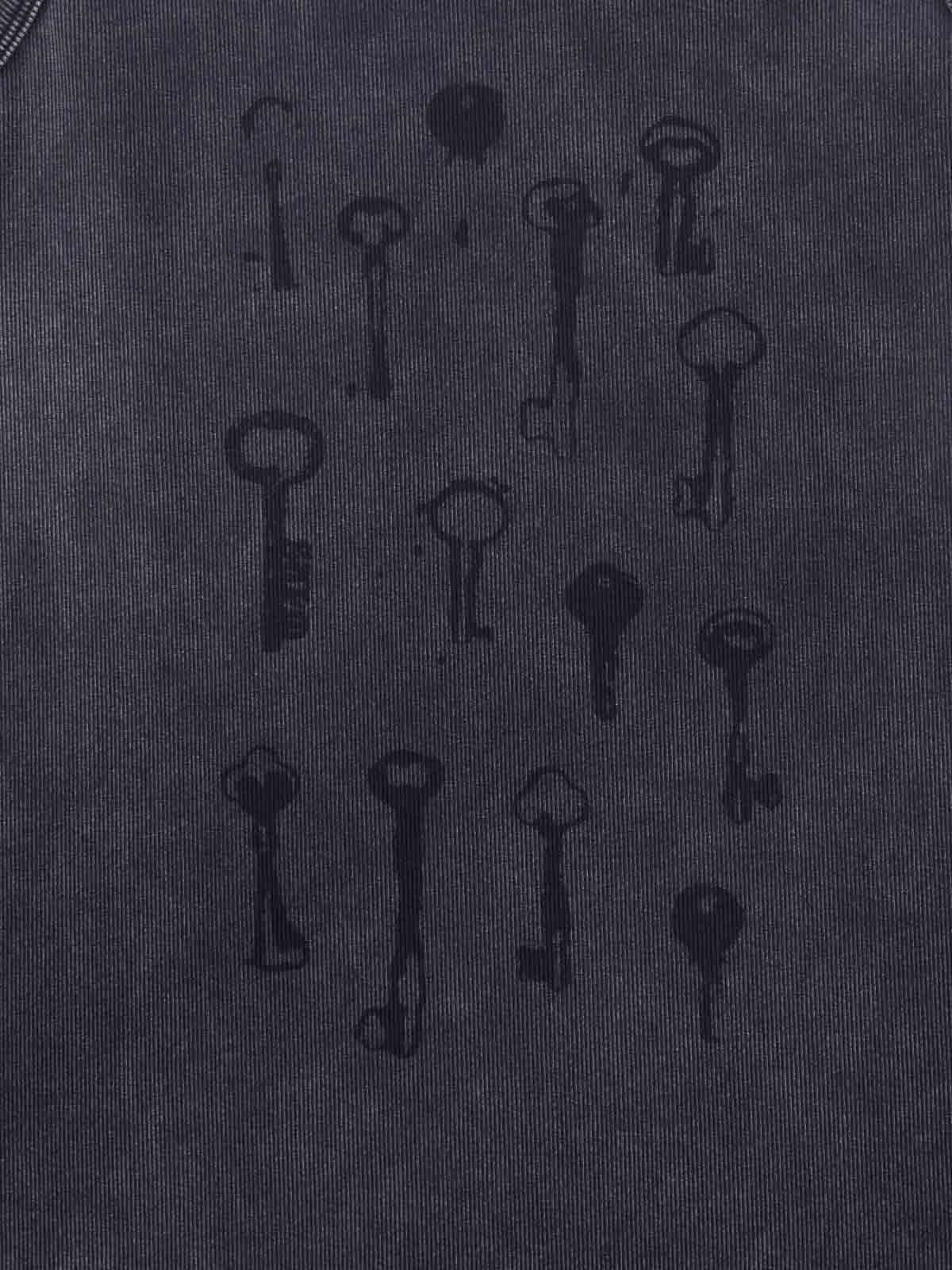 Supermade Washed Distressed Key Print Vest?