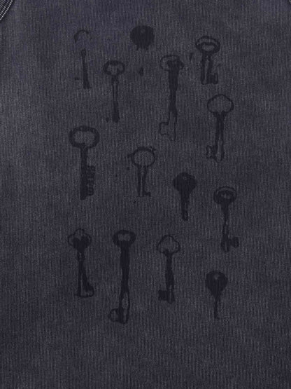 Supermade Washed Distressed Key Print Vest?