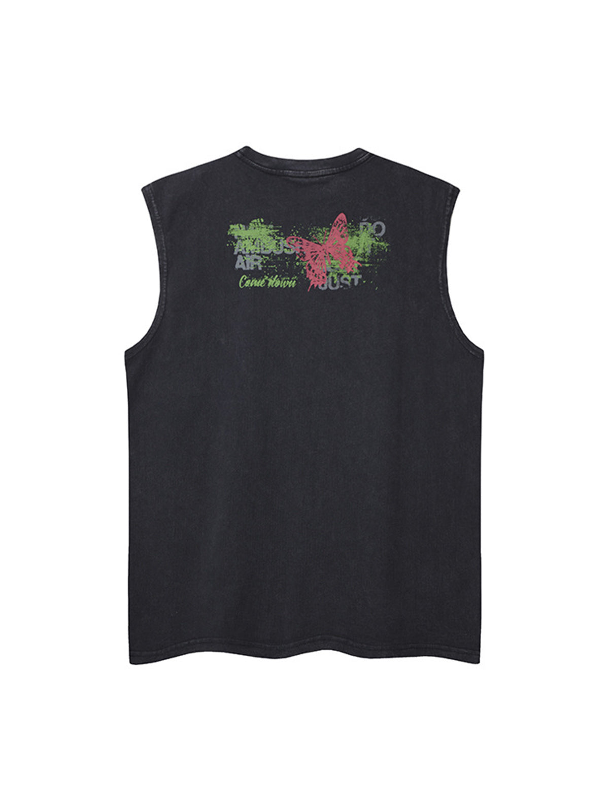 Distressed Graphic Butterfly Print Vest 