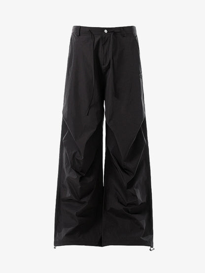 Vintage Drawstring Draped Embroidered Wide Leg Pants 
