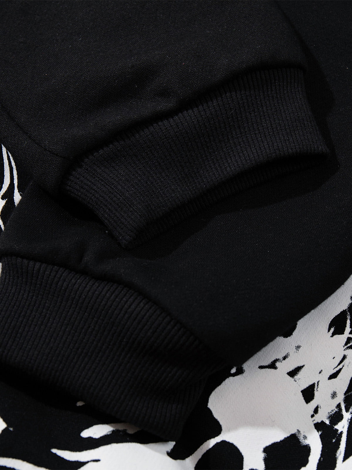 Street Washed Distressed Dark Skeletons Print Hoodie 