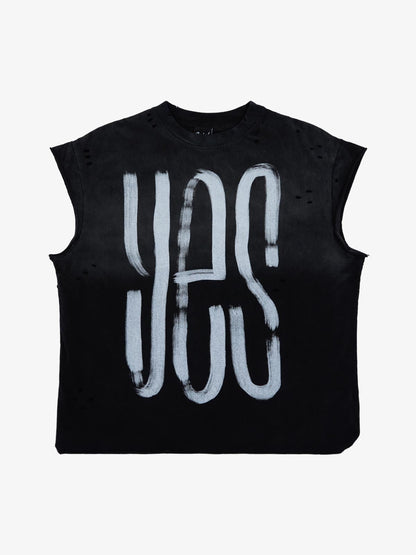 Cotton Ripped Sleeveless Tank Top with Frayed Hem and Cut-Out Details for Edgy Streetwear Style 