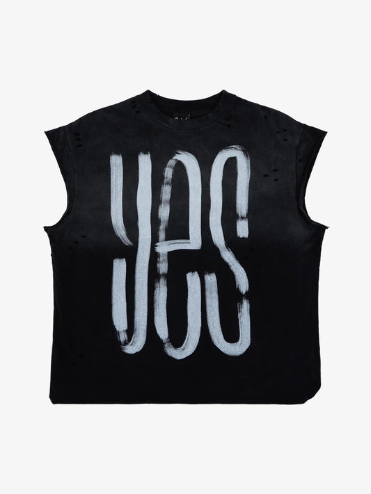 Cotton Ripped Sleeveless Tank Top with Frayed Hem and Cut-Out Details for Edgy Streetwear Style 