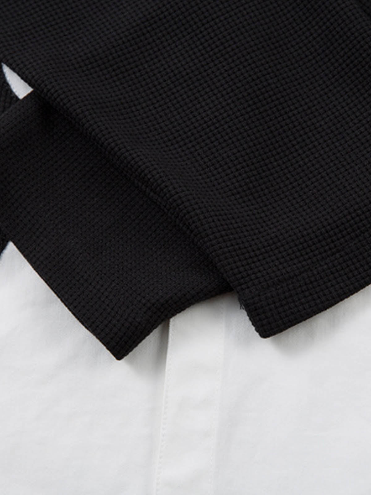 Cotton Blend Short Sleeve Shirt with Black Flame Print Long Sleeve Insert, Stylish Contrast Design for Men and Women?