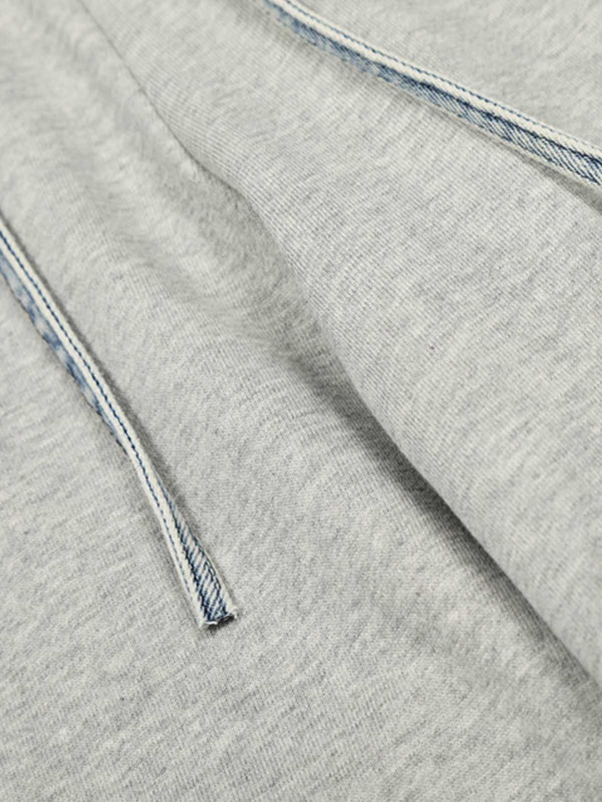 Vintage Wash Denim Waistband Patchwork Sweatpants