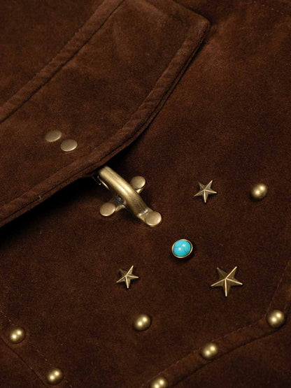 Retro Studded Suede Padded Winter Jacket