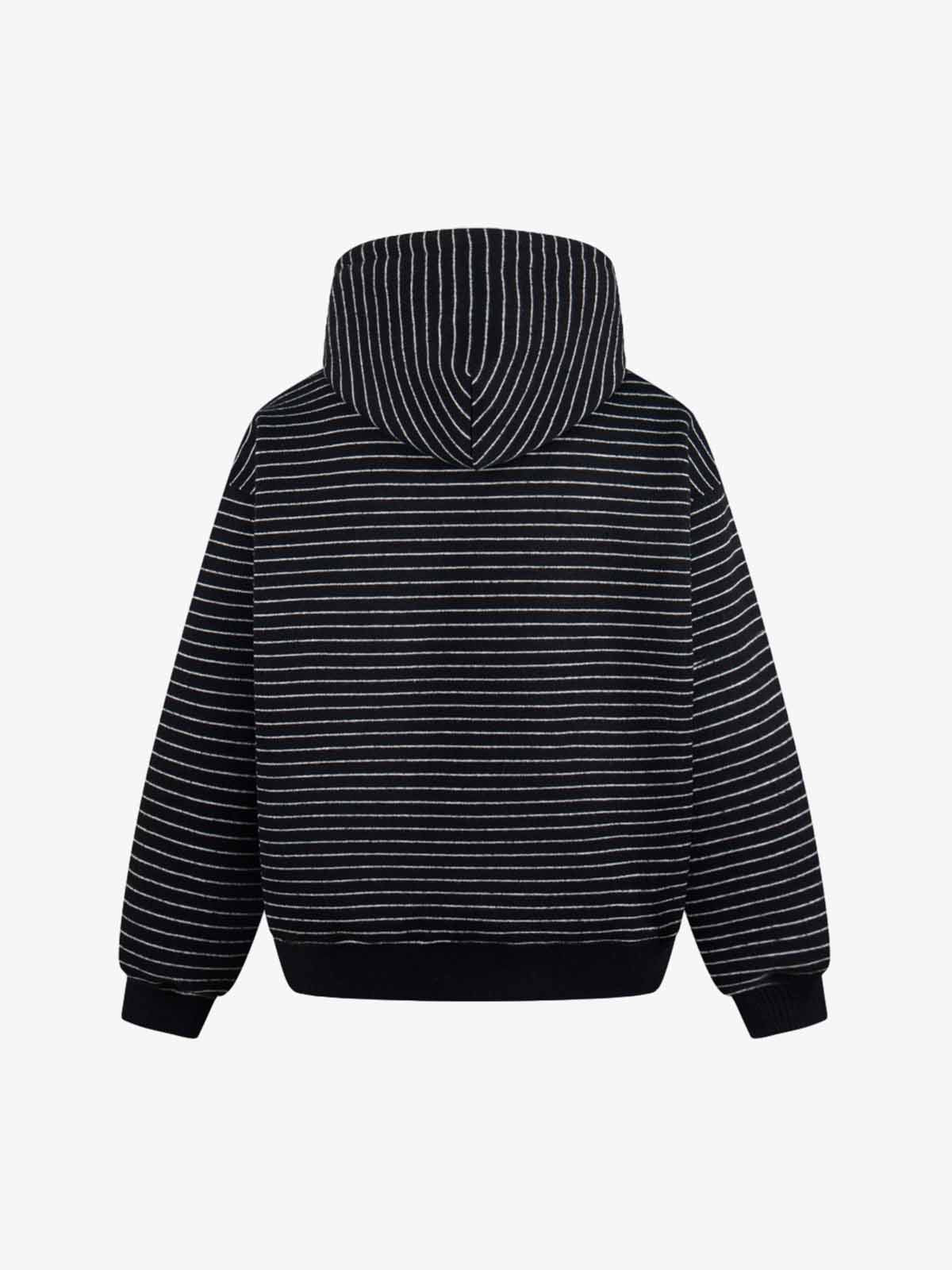 Cotton Blend Striped Hoodie with Embroidered "Made" Design for Men and Women 