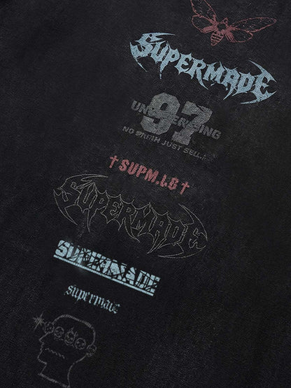 thesupermade-Unisex Loose Distressed Digital Wash Retro Street Print Short-Sleeve T-Shirt?