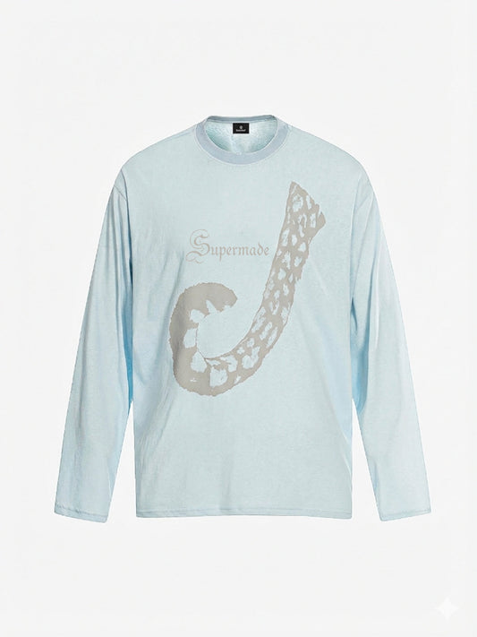 Abstract Leopard Tail Graphic Long Sleeve T-Shirt